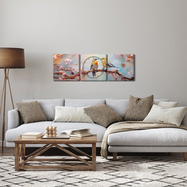 Kép - Lovebirds (órával) (90x30 cm)