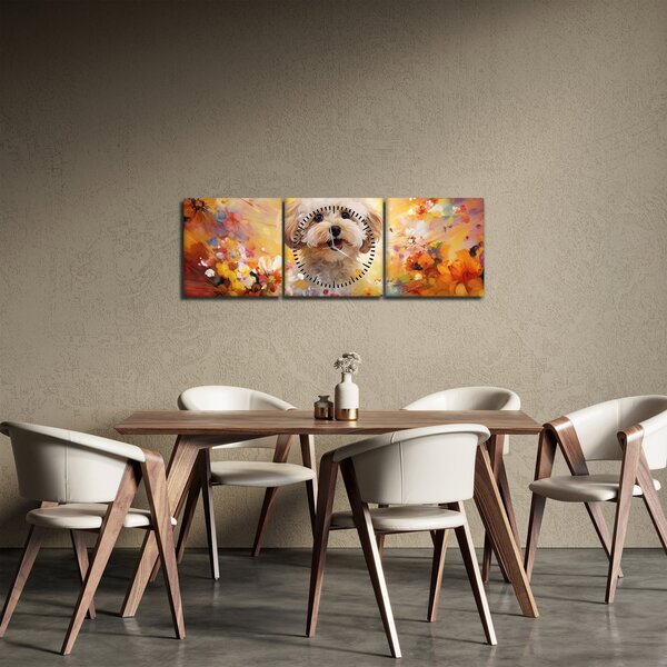 Kép - Boldog kutya (órával) (90x30 cm)