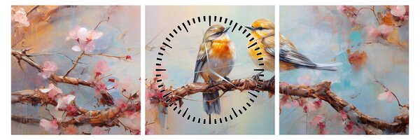 Kép - Lovebirds (órával) (90x30 cm)