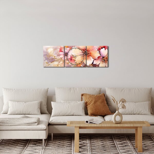 Kép - Virágok (órával) (90x30 cm)