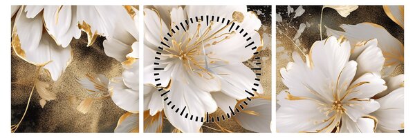 Kép - Virágok aranyban (órával) (90x30 cm)