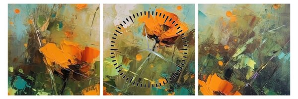 Kép - Virágok (órával) (90x30 cm)