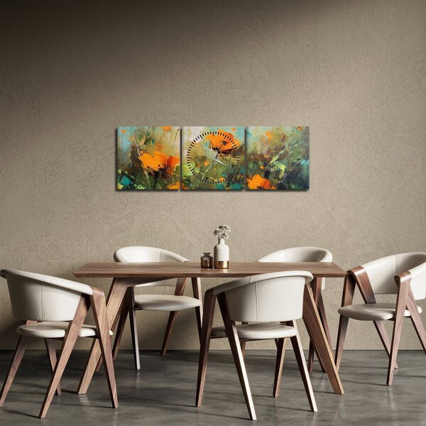Kép - Virágok (órával) (90x30 cm)