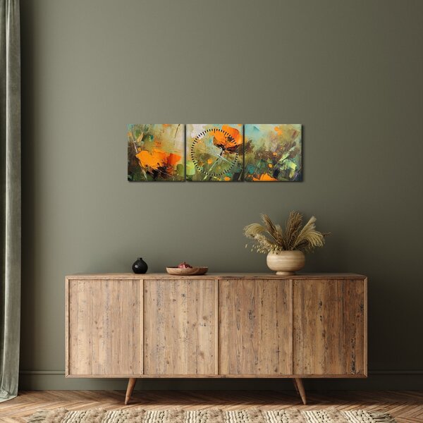 Kép - Virágok (órával) (90x30 cm)