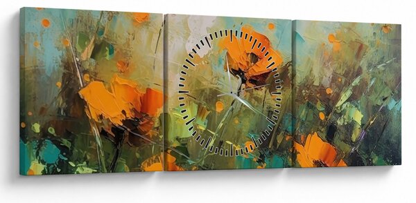 Kép - Virágok (órával) (90x30 cm)