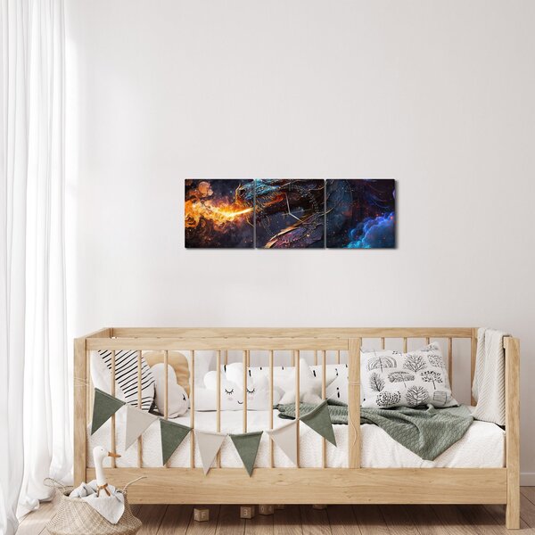 Kép - Lángokat köpködő sárkány (órával) (90x30 cm)