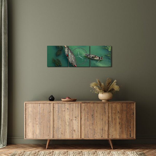 Kép - Horgászok a folyón (órával) (90x30 cm)