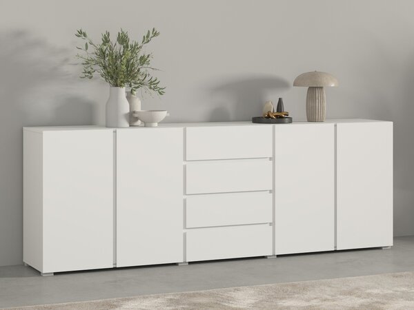 Komód Elbleve 105, Laminált forgácslap, 78x222x40cm, Fehér