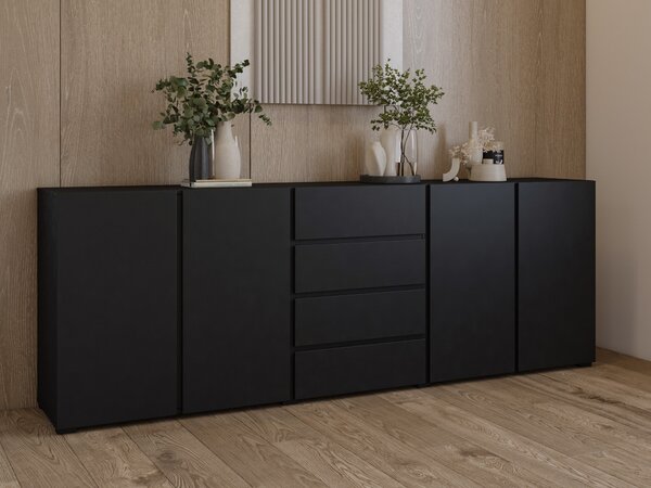 Komód Elbleve 105, Laminált forgácslap, 78x222x40cm, Fekete