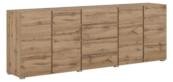 Komód Elbleve 105, Laminált forgácslap, 78x222x40cm, Wotan tölgy
