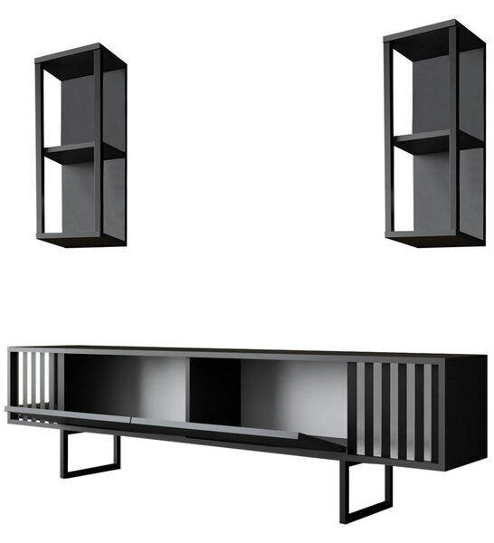 Hanah Home TV Unit Anthracite Black Chrome Line - Anthracite, Black