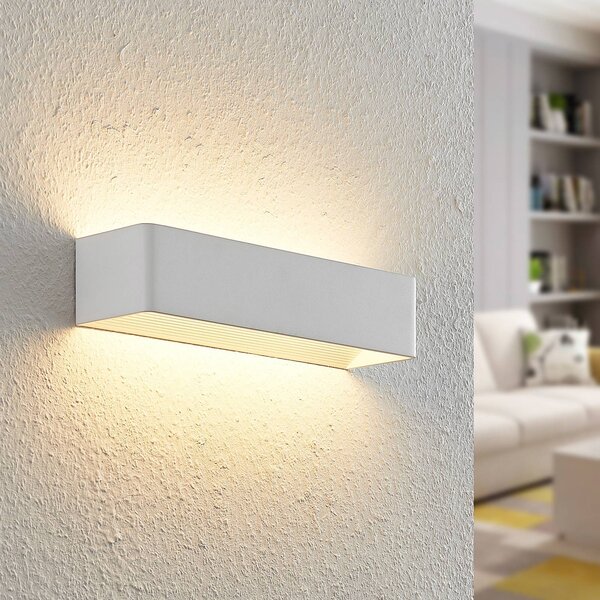 Arcchio LED fali lámpa Karam, 37 cm, fehér, fém, fel/le, dimmelhető, Fehér / opál, Nappali / Étkező, Alumínium, Modern