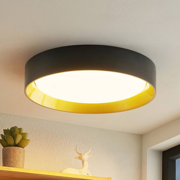 Lindby Kambia LED mennyezeti lámpa, 55 cm, Fekete, Nappali / Étkező, Alumínium, Modern