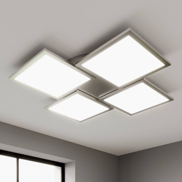 Lucande LED mennyezeti lámpa Ilira, 4 lámpás, ezüst, CCT, dimmelhető, dimmelhető, Alu / szürke / cink, Konyha, Alumínium, Modern
