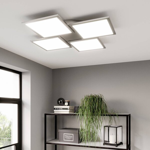 Lucande LED mennyezeti lámpa Ilira, 4 lámpás, ezüst, CCT, dimmelhető, dimmelhető, Alu / szürke / cink, Konyha, Alumínium, Modern