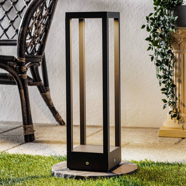 Lucande LED állólámpa Carlota, 50 cm, antracit, alumínium, Fekete, Alumínium, Modern