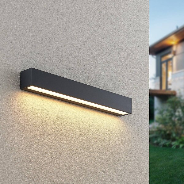 Lucande LED fali világítás Lengo, 50 cm, antracit, lefelé irányuló, 3000 K, Fekete, Alumínium, Modern