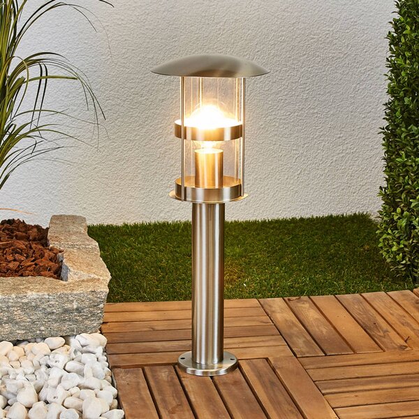 Lindby Noemi talapzati lámpa, szürke, rozsdamentes acél, 50 cm, IP44, Alu / szürke / cink, Rozsdamentes acél, Modern