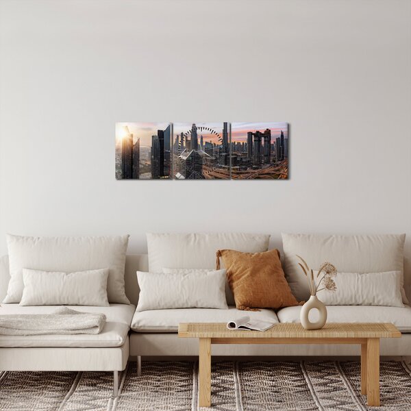 Kép - Dubai panorámája (órával) (90x30 cm)
