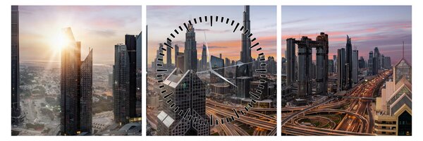 Kép - Dubai panorámája (órával) (90x30 cm)