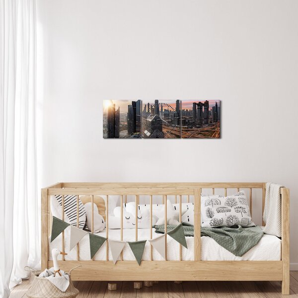 Kép - Dubai panorámája (órával) (90x30 cm)