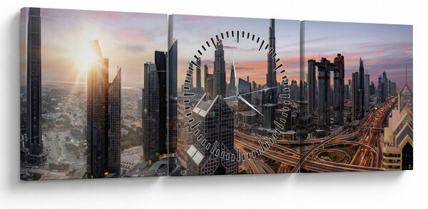 Kép - Dubai panorámája (órával) (90x30 cm)