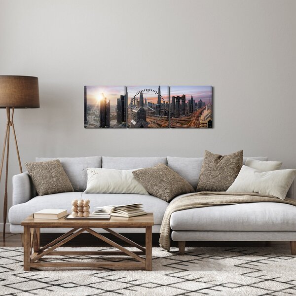 Kép - Dubai panorámája (órával) (90x30 cm)