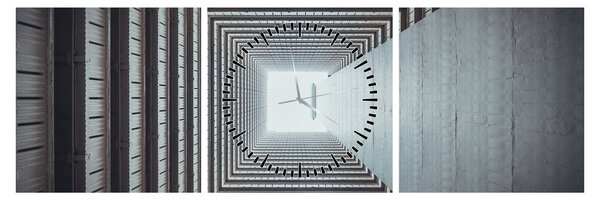 Kép - Kilátás az épület belsejéből (órával) (90x30 cm)
