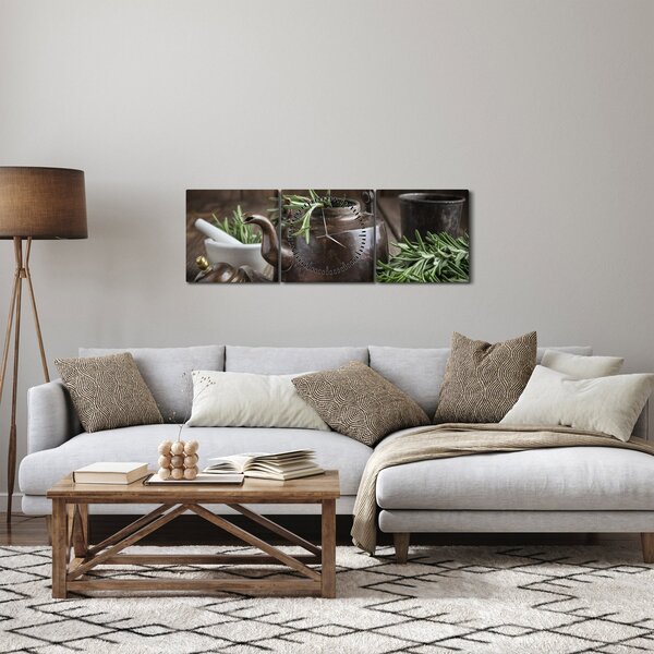 Kép - Teáskanna rozmaringgal (órával) (90x30 cm)