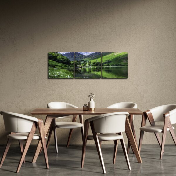 Kép - Tájkép egy tóval (órával) (90x30 cm)