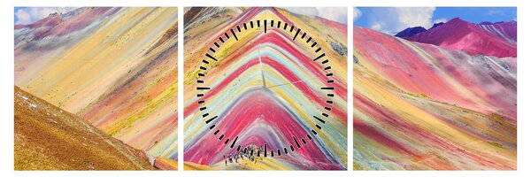 Kép - Rainbow Mountain, Peru (órával) (90x30 cm)
