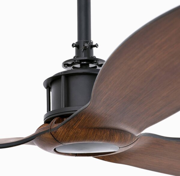 FARO BARCELONA Just Fan M mennyezeti ventilátor, Ø 128 cm, fekete/sötét fa, Fekete, Nappali / Étkező, fém
