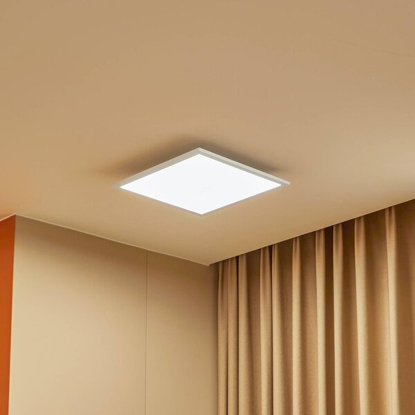 Lindby LED panel Lamin, fehér, 40 cm, CCT, fényerőszabályzó, távirányítóval, dimmelhető, Fehér / opál, Nappali / Étkező, Modern