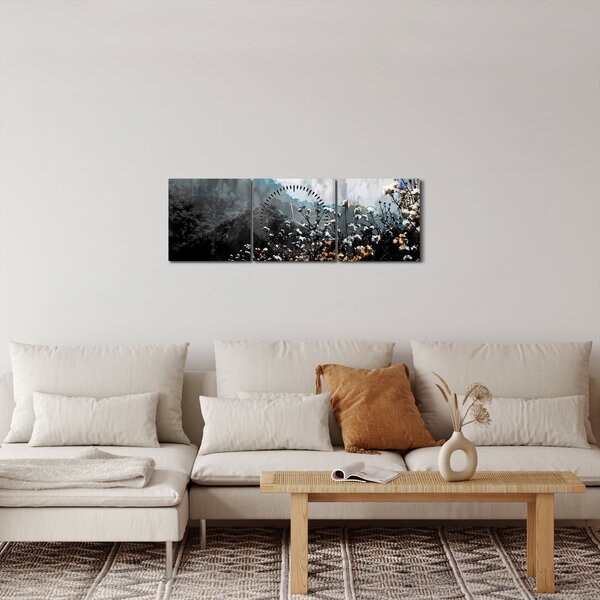 Kép - Vadvirágok illusztrációja (órával) (90x30 cm)