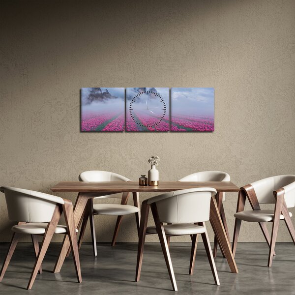 Kép - Tájkép tulipánmezőkkel (órával) (90x30 cm)