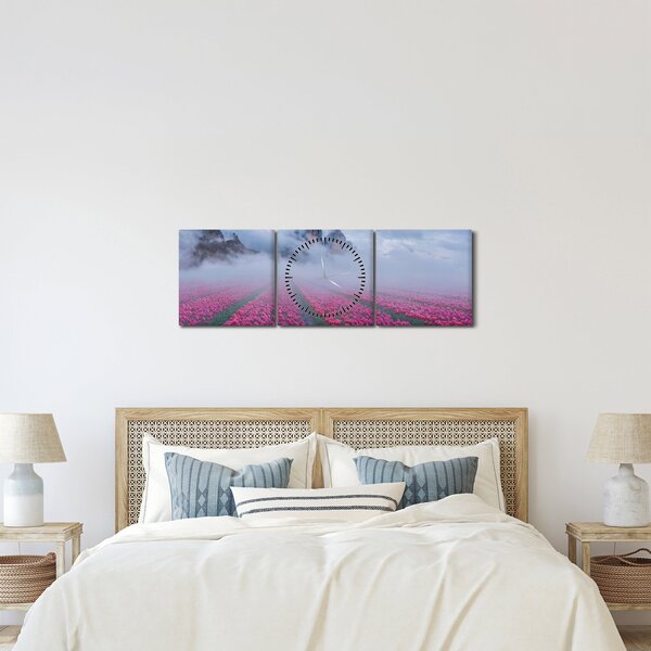 Kép - Tájkép tulipánmezőkkel (órával) (90x30 cm)