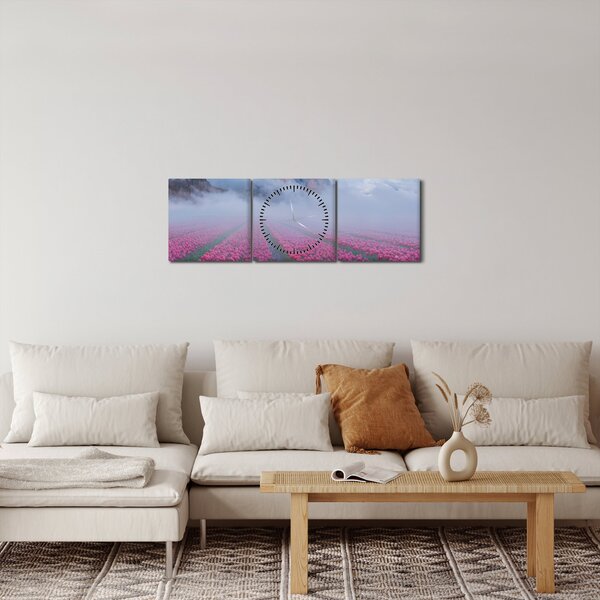 Kép - Tájkép tulipánmezőkkel (órával) (90x30 cm)