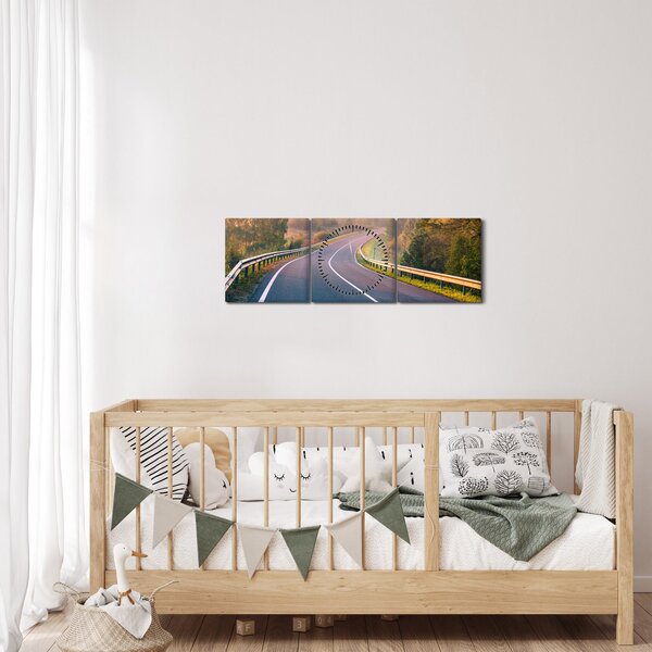Kép - Az utazás napfelkeltekor (órával) (90x30 cm)