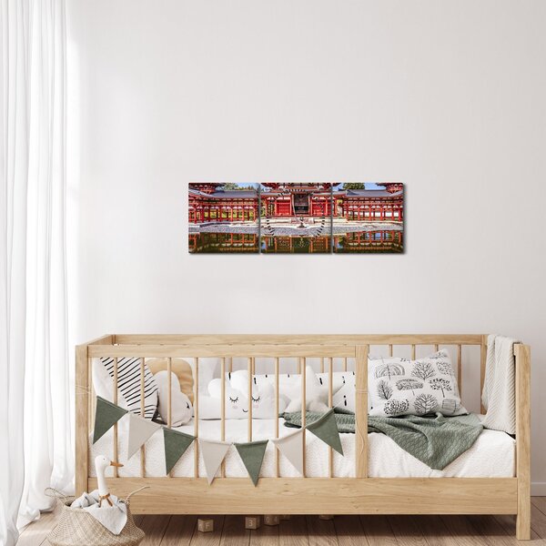 Kép - Buddhista templom (órával) (90x30 cm)
