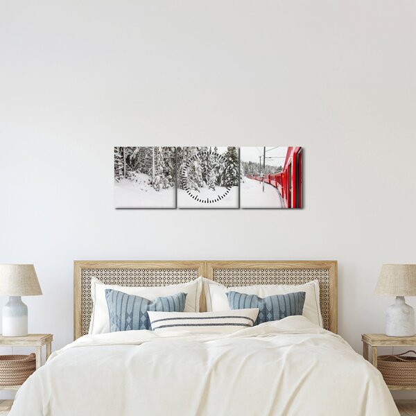 Kép - Vonat a havas tájban (órával) (90x30 cm)