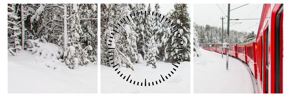 Kép - Vonat a havas tájban (órával) (90x30 cm)