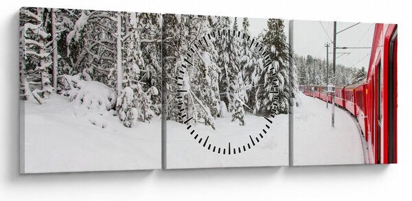 Kép - Vonat a havas tájban (órával) (90x30 cm)