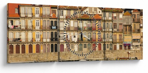 Kép - Vízparti negyed, Portugália (órával) (90x30 cm)