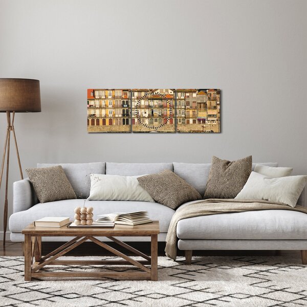 Kép - Vízparti negyed, Portugália (órával) (90x30 cm)