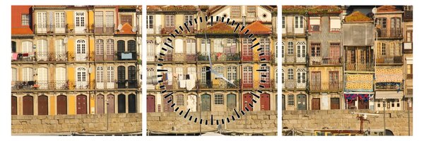Kép - Vízparti negyed, Portugália (órával) (90x30 cm)