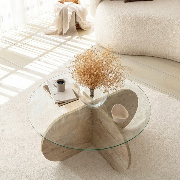 Hanah Home Travertine Bubble dohányzóasztal - átlátszó
