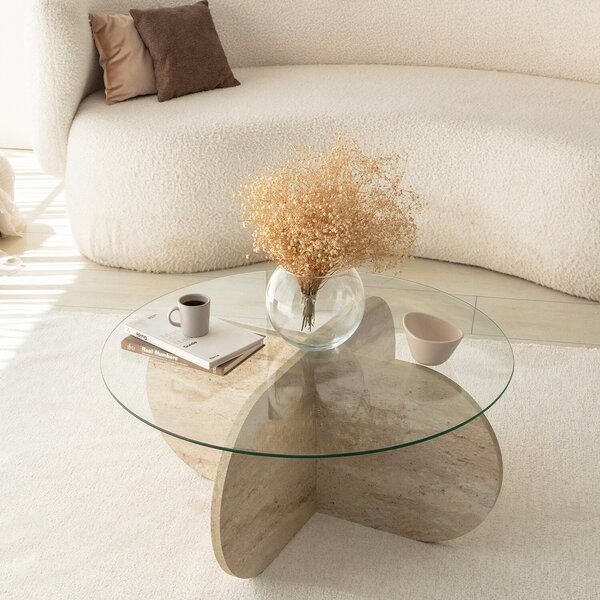 Hanah Home Travertine Bubble dohányzóasztal - átlátszó