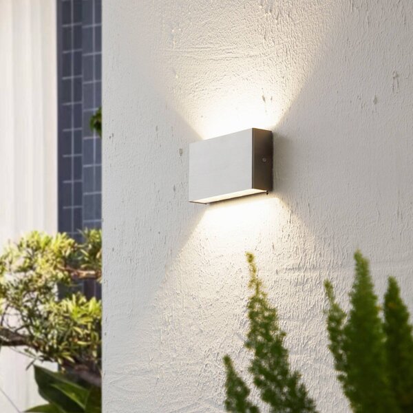 Arcchio LED kültéri falilámpa Karline, 1060 lm, rozsdamentes acél, IP65, Alu / szürke / cink, Rozsdamentes acél, Modern