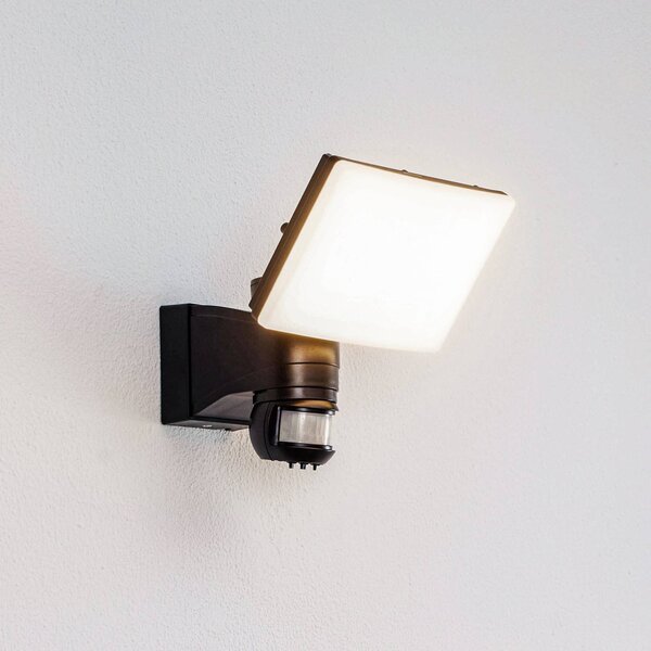 PRIOS Prios LED kültéri fali reflektor Avayah, mozgásérzékelő, IP44, Fekete, Alumínium, Modern
