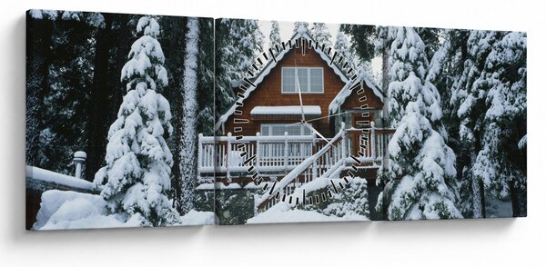 Kép - Fából készült házikó (órával) (90x30 cm)